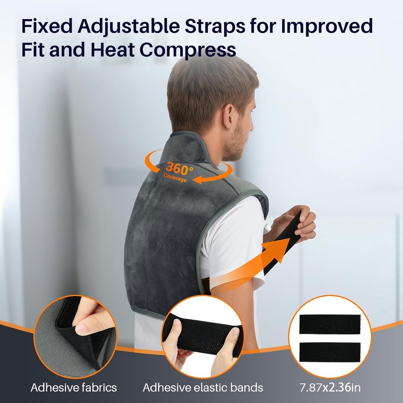 Comfytemp Weighted Heating Pad for Neck and Shoulders Heating Pads for Back Pain Relief Wearable Electric Heating Pads FSA HSA Eligible Adjustable Heated Wrap with AutoOff Mothers Day Gifts - Image 3