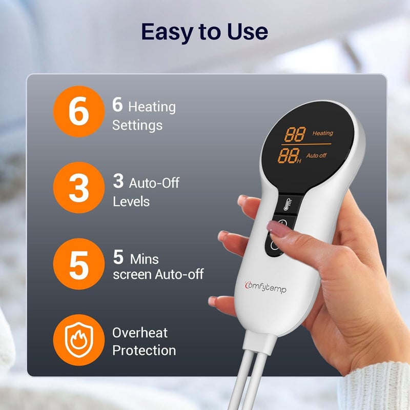 Comfytemp Weighted Heating Pad for Neck and Shoulders Heating Pads for Back Pain Relief Wearable Electric Heating Pads FSA HSA Eligible Adjustable Heated Wrap with AutoOff Mothers Day Gifts - Image 5