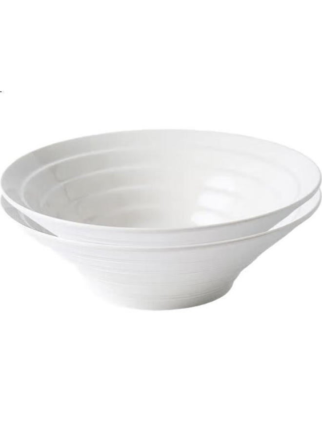 Ijarl (Ijarl) Bowl Set Ramen Bowl Large Soup Bowl Instant Noodle Bowl Soup Bowl White Porcelain Striped 8-Inch Ramen Bowl Set Of Two - Image 2