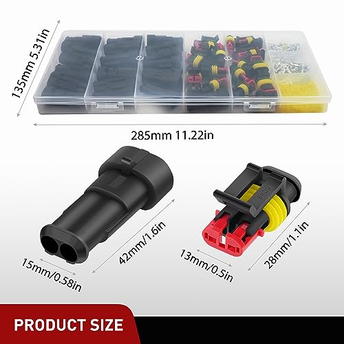 Nilight 200PCS 2 Pin Electrical Connector Plug Male Female Terminal Wire Waterproof Connectors 2 Way Automotive Connect Set for Car Truck Motorcycle Marine Boat 20 Sets - Image 3