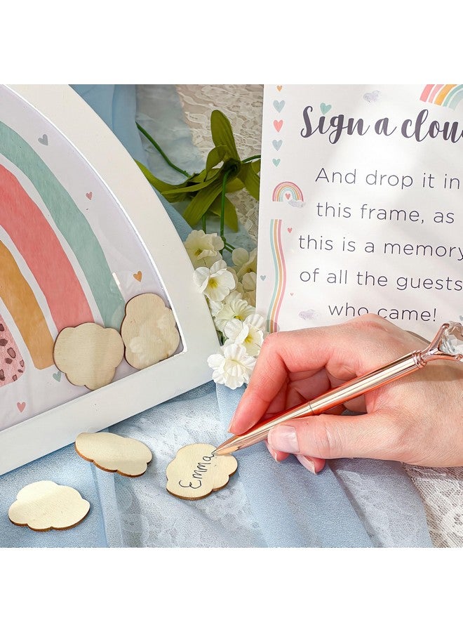 Kate Aspen Boho Baby Shower Guest Book Alternative Rainbow Frame with 30 Wooden Clouds by Kate Aspen, Frame for Sonogram Picture, Rainbow Baby Shower Decorations & Keepsake, Nursery Decor - Image 3