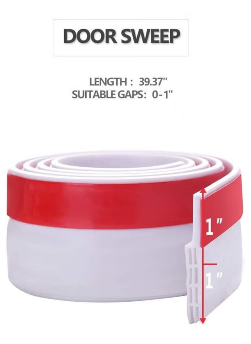 Generic - Door Bottom Protective Seal Strip Insulating Wind, Dust, Noise, Weather Factors, and Heat Blocking, 100cm Length Seal Strip Suitable for Doors Inside and Outside, White - Image 1