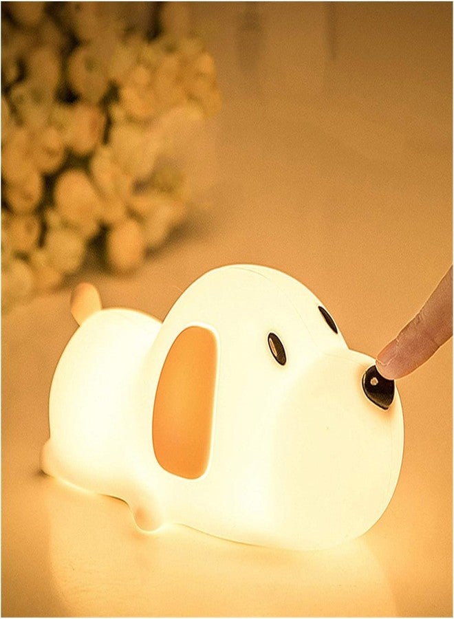 Zilloquil Cute Silicone Sleeping Puppy Lamp for Kids, Baby, Toddler, Boys, Girls Animal Nursery Night Light, Bedroom, Bedside, Squishy Room Lamp, 7 Color Changing, USB Rechargeable (Sleeping Dog Lamp) - Image 1