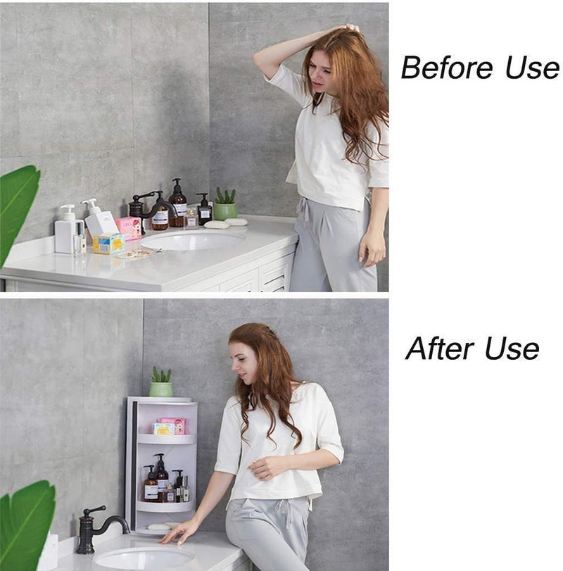 VBM VBM Niyanta Storage Corner Rack Big 360 Rotating Corner Shelves 3 Tier Storage Cabinet Towel Holder Rack  - Image 4
