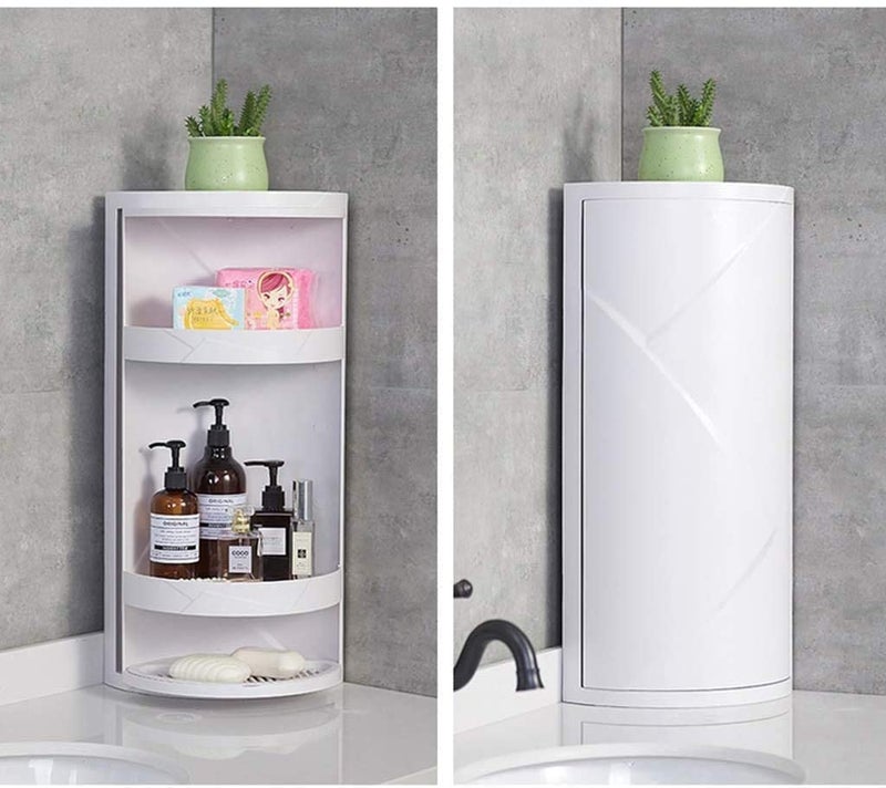 VBM VBM Niyanta Storage Corner Rack Big 360 Rotating Corner Shelves 3 Tier Storage Cabinet Towel Holder Rack  - Image 1