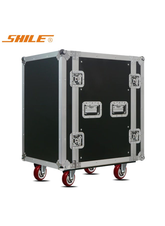Shile Aluminum Alloy Flight Case For Audio Equipment, Amplifier, Microphone, Mixer Equipment Rack With Front And Rear Doors, 16u - Image 1