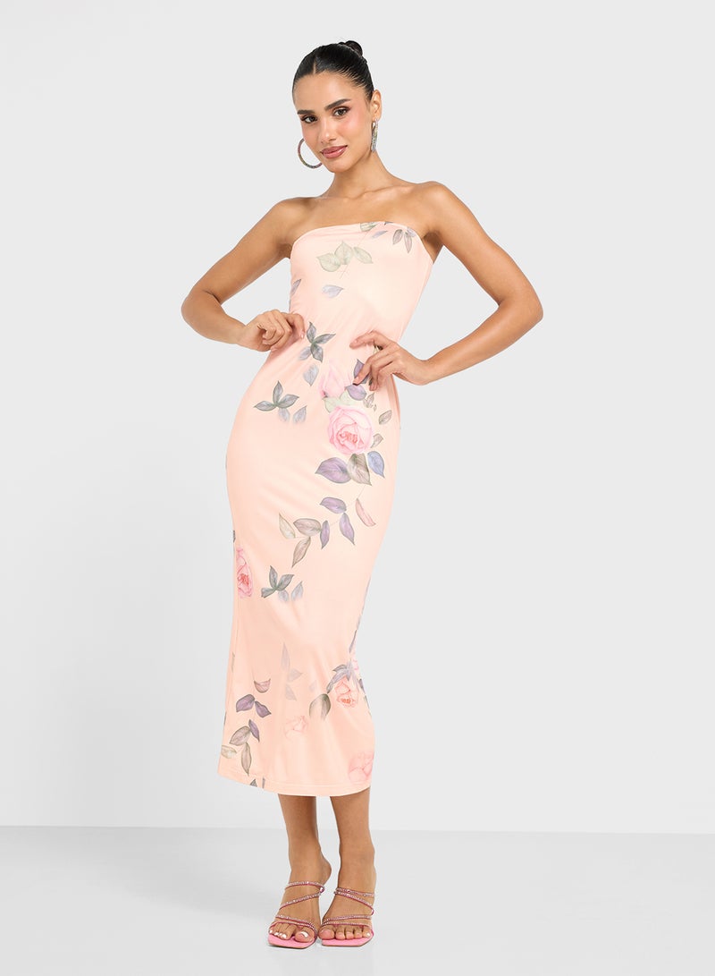 جينجر فستان بدون حمالات بنقشة الزهور - Image 4