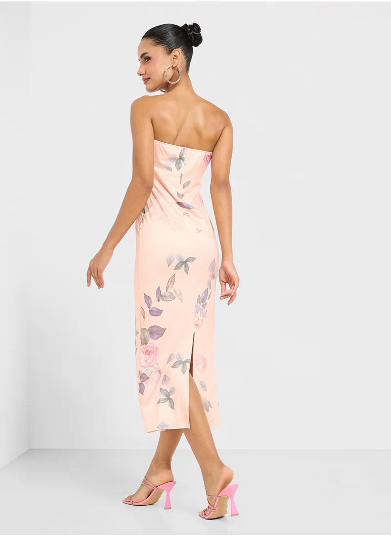 جينجر Bandeau Floral Maxi Dress