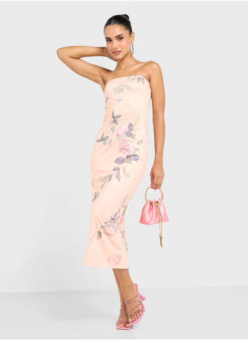 جينجر Bandeau Floral Maxi Dress