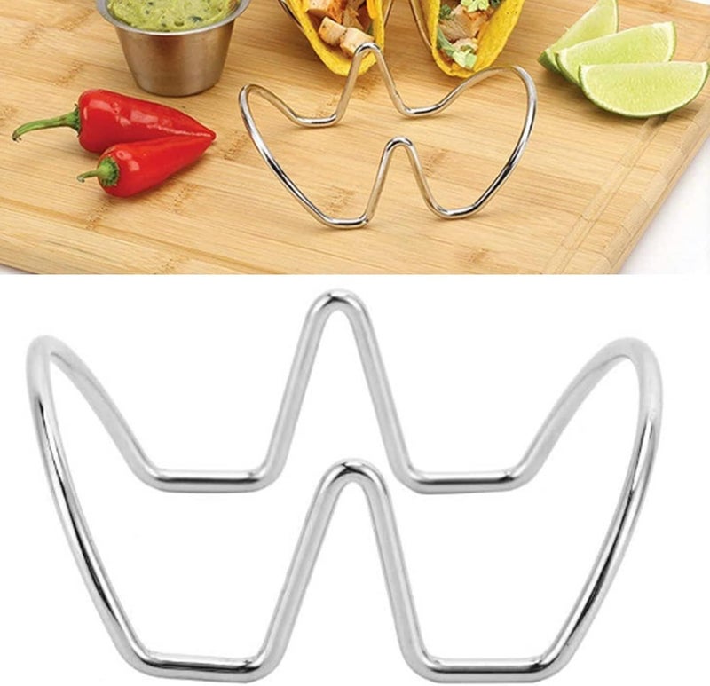 U Shaped Taco Holder Stainless Steel Stand Double Sided 2 Grid for Baking - Image 1