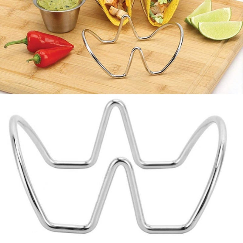 U Shaped Taco Holder Stainless Steel Stand Double Sided 2 Grid for Baking - Image 2