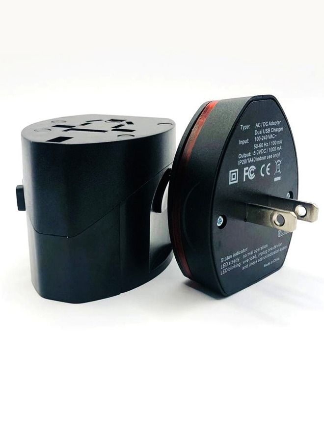 Universal Multi-functional travel adapter with charger with two USB ports | EU/USA/CN/UK/AUS - Image 1