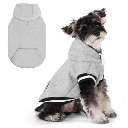 KOOLTAIL Dog Hoodie with Leash Hole DRing Thick Fleecelined Winter Fall Warm Dog Clothes Cold Weather Coats Soft Pet Sweater Sweatshirt for Small Medium Large Sized Dogs Puppy Boys Girls Grey M - Image 1