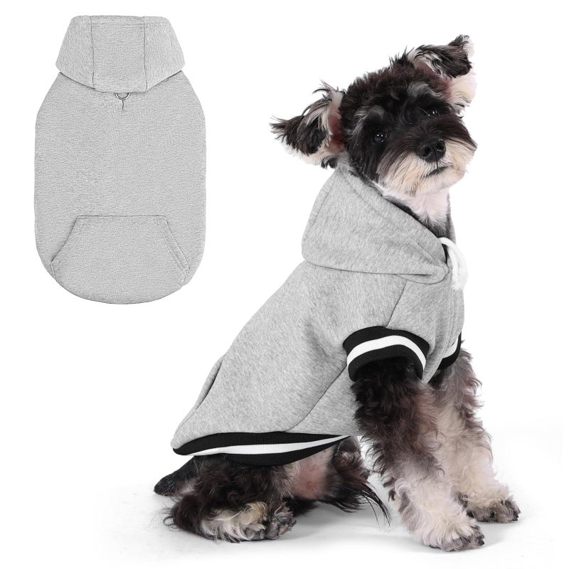 KOOLTAIL Dog Hoodie with Leash Hole DRing Thick Fleecelined Winter Fall Warm Dog Clothes Cold Weather Coats Soft Pet Sweater Sweatshirt for Small Medium Large Sized Dogs Puppy Boys Girls Grey M - Image 2