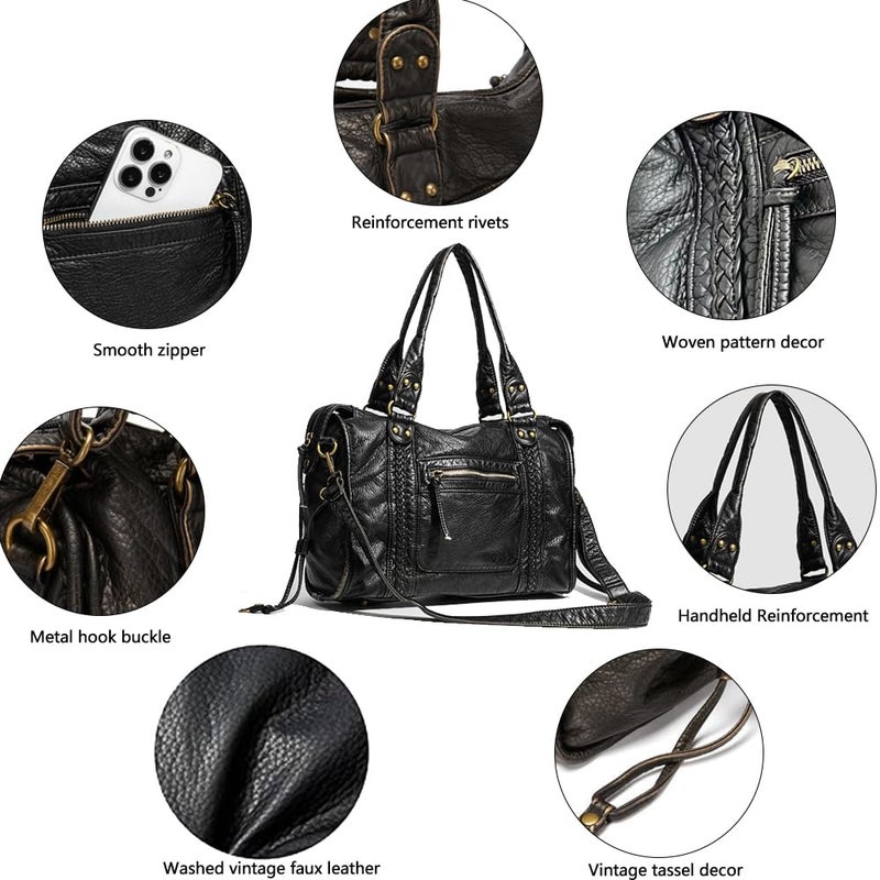 Geelyda Crossbody Bags for Women, Washed Soft Leather Large Tote Bag, Y2K Hobo Bag, Vintage Handbags Shoulder Bag - Image 5