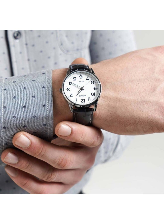 Casio MTP-1303L-7BVDF Men’s Analog Watch – White Dial, Black Leather Strap, Classic Minimal Design - Image 4