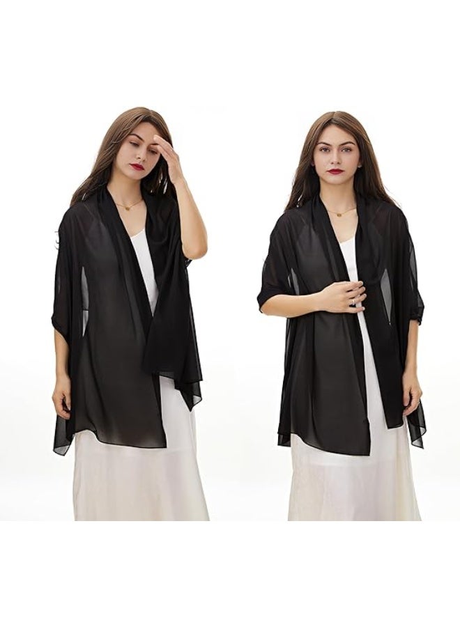 BEYTOR 3 Pcs Black Georgette Hijab Set for Women – Lightweight Long Scarf 2M x 75cm, Soft Breathable Muslim Headscarf Bundle for Daily Wear, Prayer & Modest Fashion - Image 4