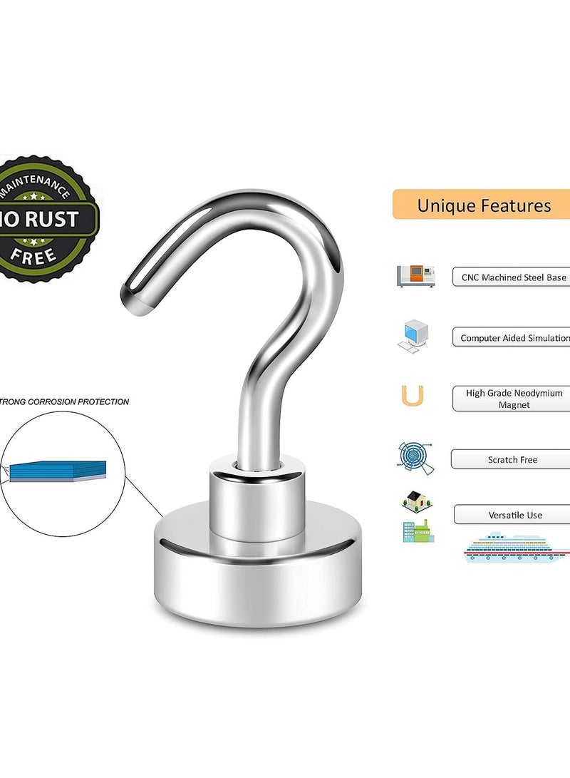 SYOSI Magnetic Hooks, 27+ lb Strong Magnet with Hook for Fridge, Super Neodymium Extra Strength Industrial Hooks for Hanging, Magnetic Hanger for Toolbox, Cruise, Grill, Coat and Storage （ 12 Pcs ） - Image 5