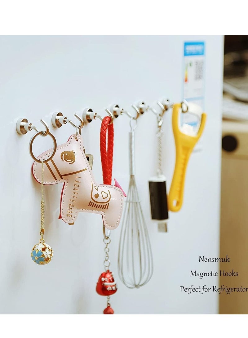 SYOSI Magnetic Hooks, 27+ lb Strong Magnet with Hook for Fridge, Super Neodymium Extra Strength Industrial Hooks for Hanging, Magnetic Hanger for Toolbox, Cruise, Grill, Coat and Storage （ 12 Pcs ） - Image 2