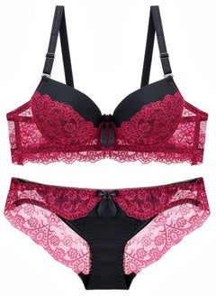 Comfy B C Cup Thin Cup Lace Bra Panty Set Women's Underwear Set Red And Black Color Matching