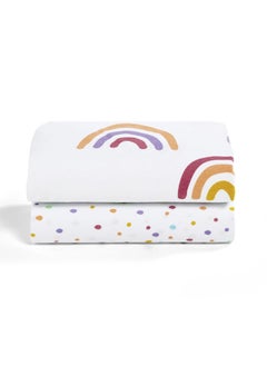 Snuz Pack of 2 Crib Fitted Sheets, Design Ed To Fit Pod Bedside Cribs, 100% Cotton, Infant And Baby, Patternrainbow, Fitted Sheet Size - 44 X 80Cm  - Image 2