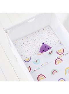 Snuz Pack of 2 Crib Fitted Sheets, Design Ed To Fit Pod Bedside Cribs, 100% Cotton, Infant And Baby, Patternrainbow, Fitted Sheet Size - 44 X 80Cm  - Image 4