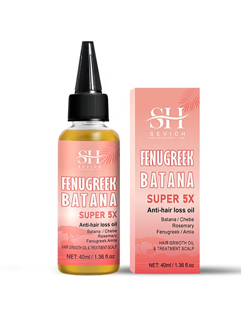 Sevich Fenugreek Batana Super 5X Anti-Hair Loss Oil，5X Rapid Hair Growth Oil with Batana Chebe Rosemary Fenugreek and Amla Oil Hair Growth Oil and Scalp Treatment Super 5 in 1 Oil Anti Hair Loss Oil and Hair Regrowth Scalp Treatment Oils（40ml） - Image 1