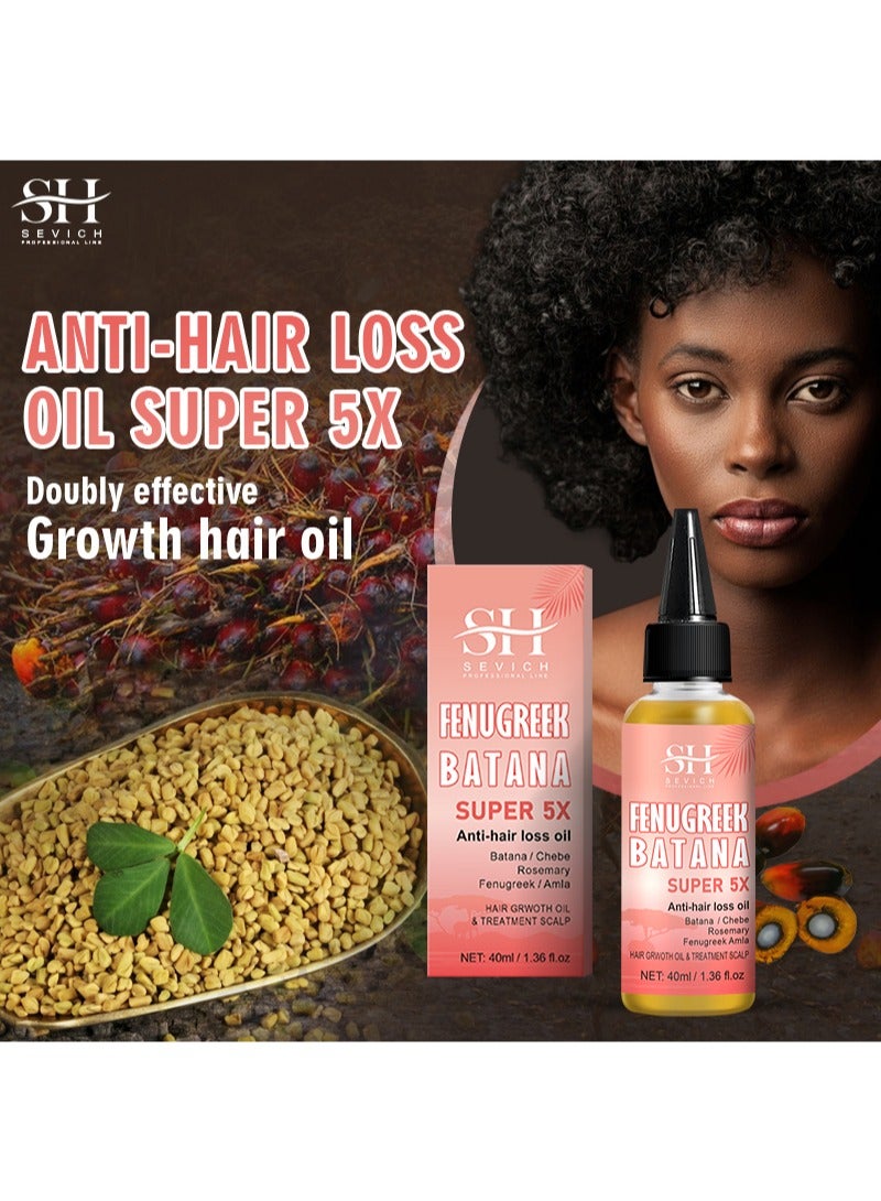 Sevich Fenugreek Batana Super 5X Anti-Hair Loss Oil，5X Rapid Hair Growth Oil with Batana Chebe Rosemary Fenugreek and Amla Oil Hair Growth Oil and Scalp Treatment Super 5 in 1 Oil Anti Hair Loss Oil and Hair Regrowth Scalp Treatment Oils（40ml） - Image 2