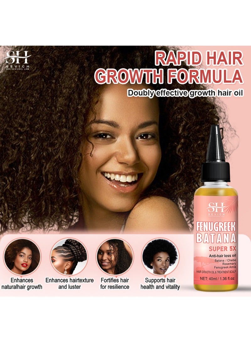 Sevich Fenugreek Batana Super 5X Anti-Hair Loss Oil，5X Rapid Hair Growth Oil with Batana Chebe Rosemary Fenugreek and Amla Oil Hair Growth Oil and Scalp Treatment Super 5 in 1 Oil Anti Hair Loss Oil and Hair Regrowth Scalp Treatment Oils（40ml） - Image 4