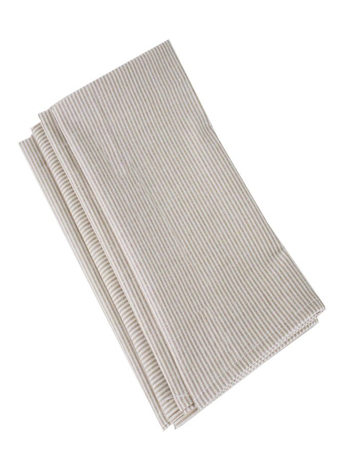 Fennco Styles Farmhouse Neutral Striped 100% Pure Cotton Cloth Napkins 20 x 20 Inch, Set of 4 - Beige Dinner Napkins for Everyday Use, Banquets, Family Gathering, Special Events and Home Décor - Image 2