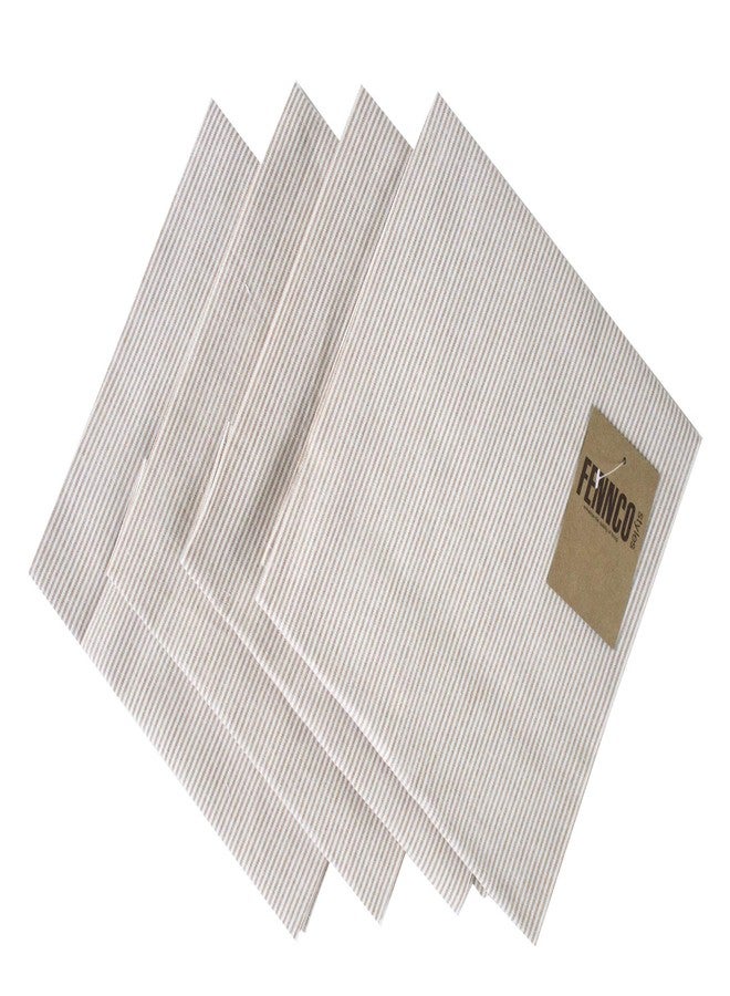 Fennco Styles Farmhouse Neutral Striped 100% Pure Cotton Cloth Napkins 20 x 20 Inch, Set of 4 - Beige Dinner Napkins for Everyday Use, Banquets, Family Gathering, Special Events and Home Décor - Image 3