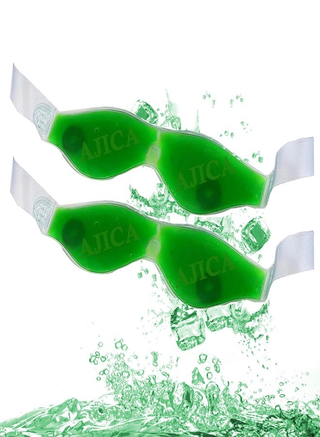 AJICA Aloe Vera Cool Gel Eye Mask Summer Ice Cooling Sleeping Mask for Eye Patches Remove Dark Circles Fatigue Cool Eyes Patch Pads Eye Care (Green Aloe Mask, Pack of 2) - Image 1