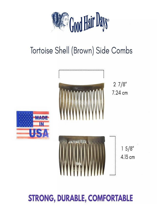 Good Hair Days Side Combs - 2 7/8″ Anti‑Slip Side Combs for All Hair Types, Bridal Jewelry & Daily Styling Accessory for Secure Updos - Tortoise Brown, Set of 2 - Image 2