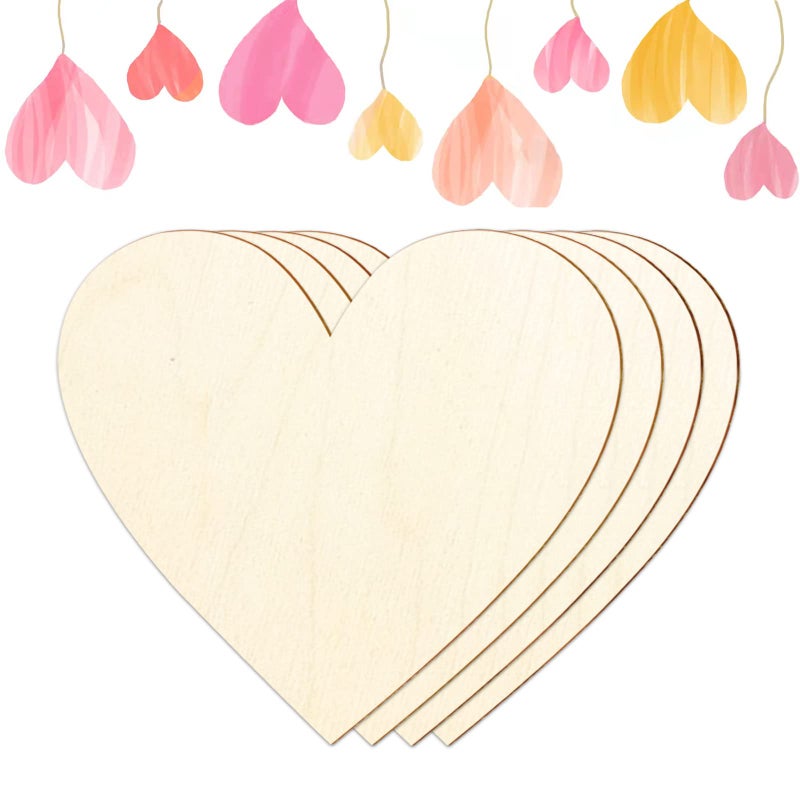 BOQIN Wooden Hearts 12 Inch 4 Pack  Unfinished DIY Blank Wooden Heart Shapes for Crafts  Valentines Day