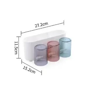 FYCAN Toothbrush Holder Wall Mounted Strong LoadBearing Toothbrush Holders with Toothbrush Organizer Slots and 3 Mouthwash Cup Bathroom Household Space Saving Bathroom AccessoriesMulti3 Cup - Image 3