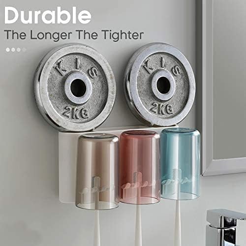 FYCAN Toothbrush Holder Wall Mounted Strong LoadBearing Toothbrush Holders with Toothbrush Organizer Slots and 3 Mouthwash Cup Bathroom Household Space Saving Bathroom AccessoriesMulti3 Cup - Image 4