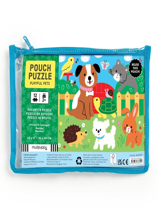 Mudpuppy Playful Pets - 12 Piece Puzzle with Reusable Zipper Pouch Featuring Colorful and Fun Illustrations of Pets Perfect for Easy Storage and Travel - Image 2