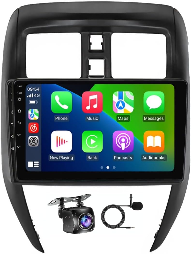 فيريكس ستيريو سيارة نيسان صني مناسب لسيارة نيسان ميكرا فيرسا بنظام أندرويد 2014-2020 مع Apple Carplay وAndroid Auto وواي فاي لاسلكي وDSP FM&AM وBT وكاميرا AHD متضمنة (2 + 32 جيجابايت Carplay (A)) - Image 1