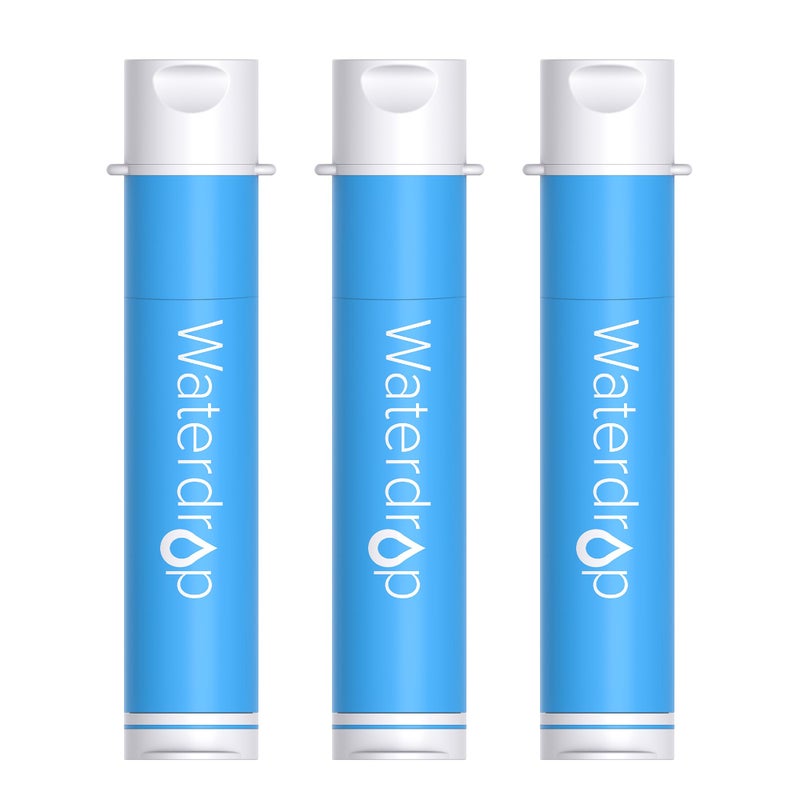 Waterdrop Water Filter Straw, Water Purifier Survival for Camping, Travel, Backpacking and Emergency Preparedness, Water Filtration System Survival, 3 Pack, Blue - Image 1