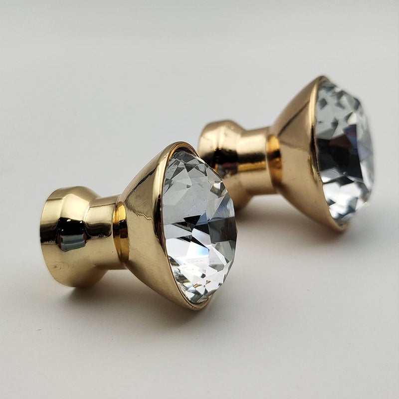 ABVIN ABVIN Crystal Gold Knobs for Wardrobe Kitchen 1 pcs Big  - Image 1