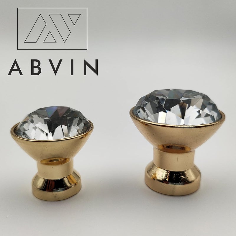 ABVIN ABVIN Crystal Gold Knobs for Wardrobe Kitchen 1 pcs Big  - Image 2