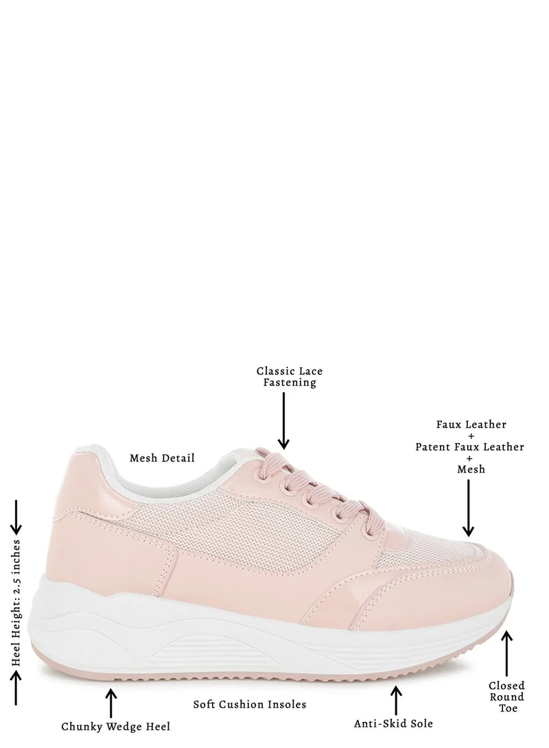 London Rag pink London Rag Women's Chunky Mesh Lace Up Sneakers In Pink for Women | Best Price UAE