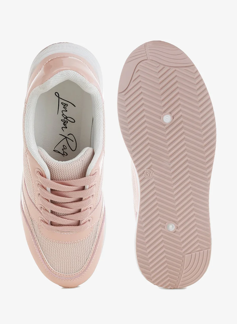 London Rag pink London Rag Women's Chunky Mesh Lace Up Sneakers In Pink for Women | Best Price UAE