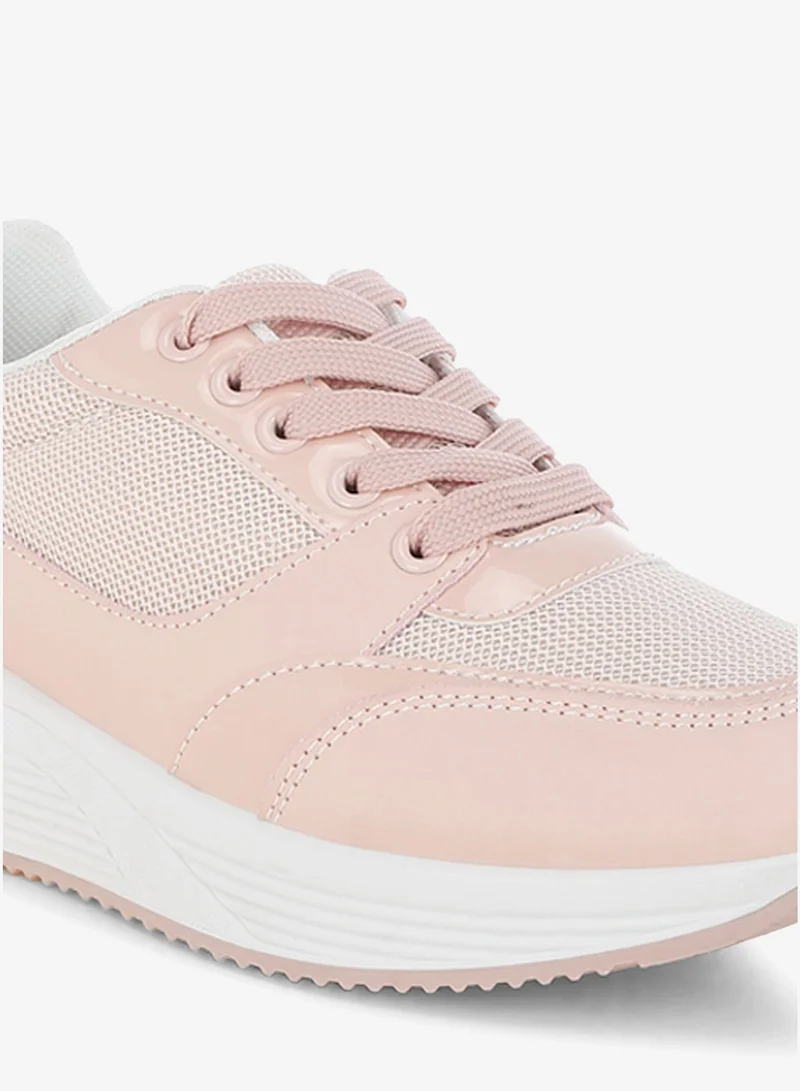 London Rag pink London Rag Women's Chunky Mesh Lace Up Sneakers In Pink for Women | Best Price UAE