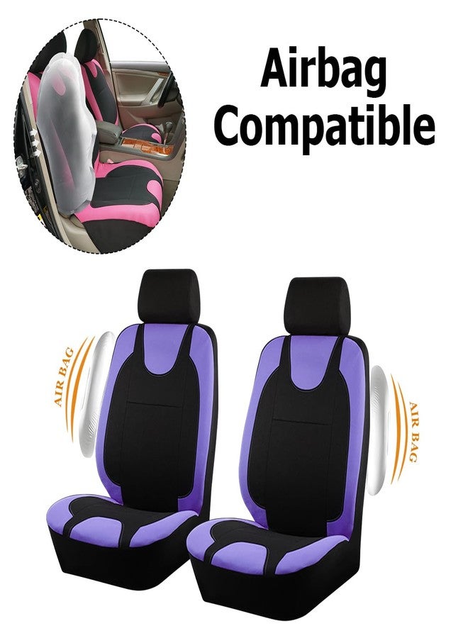 Bittwee 9PCS Car Seat Covers Full Set, Polyester Washable Vehicle 5-Seats Protectors with Headrest Cover, Comfortable Automobile Seat Interior Protection, Universal for Sedan Truck SUV (Purple) - Image 4