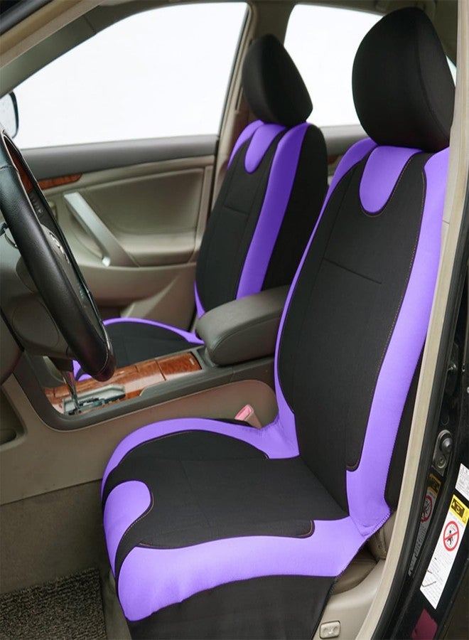 Bittwee 9PCS Car Seat Covers Full Set, Polyester Washable Vehicle 5-Seats Protectors with Headrest Cover, Comfortable Automobile Seat Interior Protection, Universal for Sedan Truck SUV (Purple) - Image 3