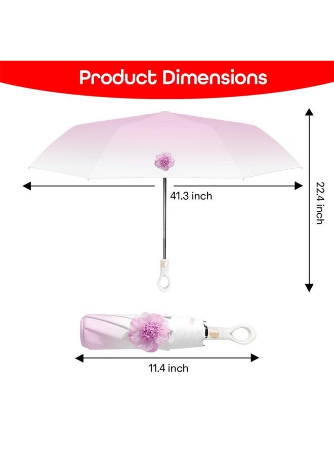 PRIME PICK مظلة مقاومة للماء بتصميم زهور - حماية من الأشعة فوق البنفسجية، تقنية مقاومة للرياح، مادة متينة للرجال والنساء، مثالية لجميع ظروف الطقس، بنفسجي - Image 2
