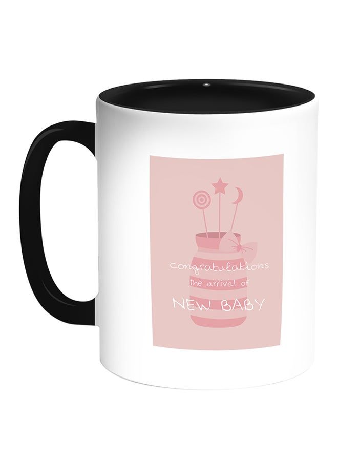 RKN Congratulations The Arrival Of New Baby Printed Coffee Mug White Black 11ounce - Image 1