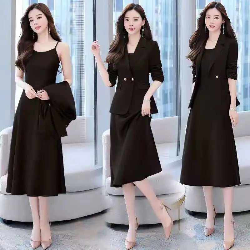 Autumn and winter 2025 new fashion Korean slim temperament small suit skirt two-piece suit womens dress fashion Brown - Image 5