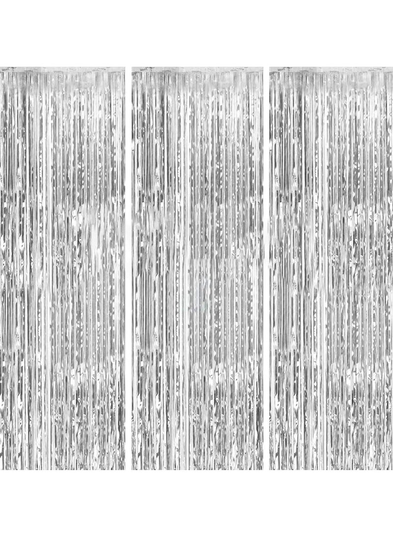 Generic 3.2ft x 6.6ft  Metallic Tinsel Foil Fringe Curtains Photo Booth Props for Birthday Wedding Engagement Bridal Shower Baby Shower Bachelorette Holiday Celebration Party Decorations  - Image 1